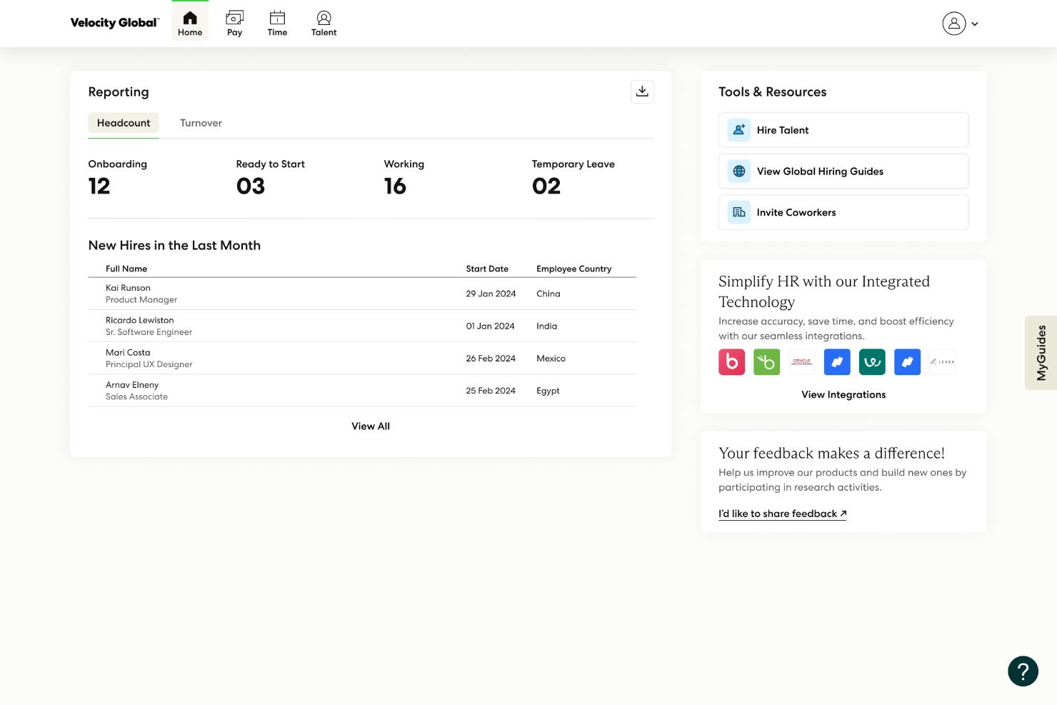 Velocity Global screenshot: Velocity Global admin dashboard