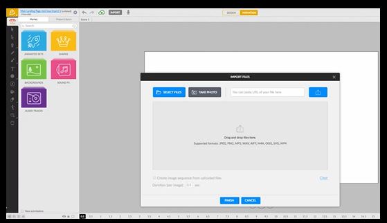 Animatron screenshot: Animatron adding custom media
