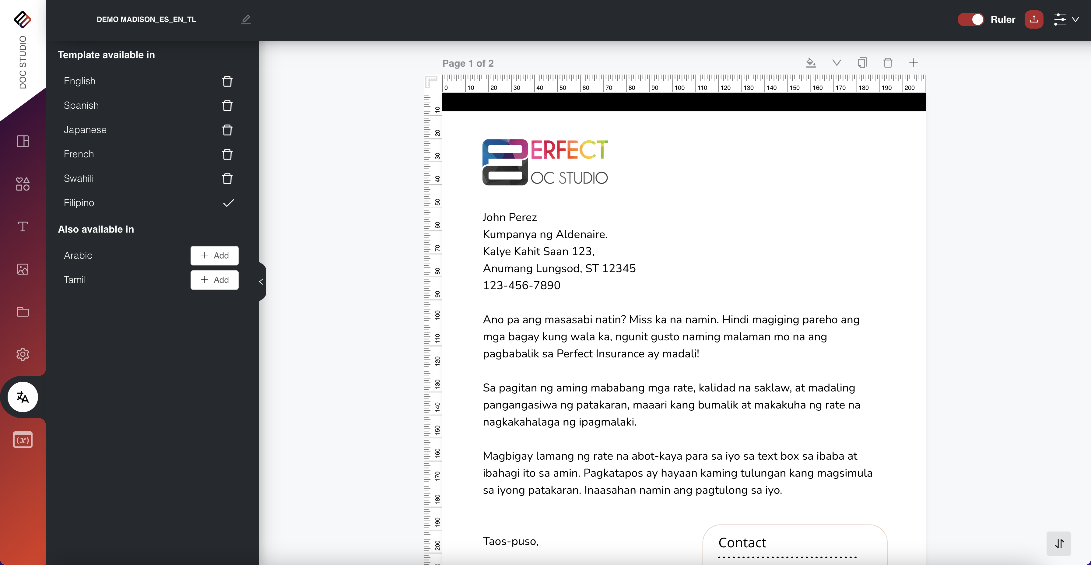 Perfect Doc Studio screenshot: Personalized Documents/Contract Design System