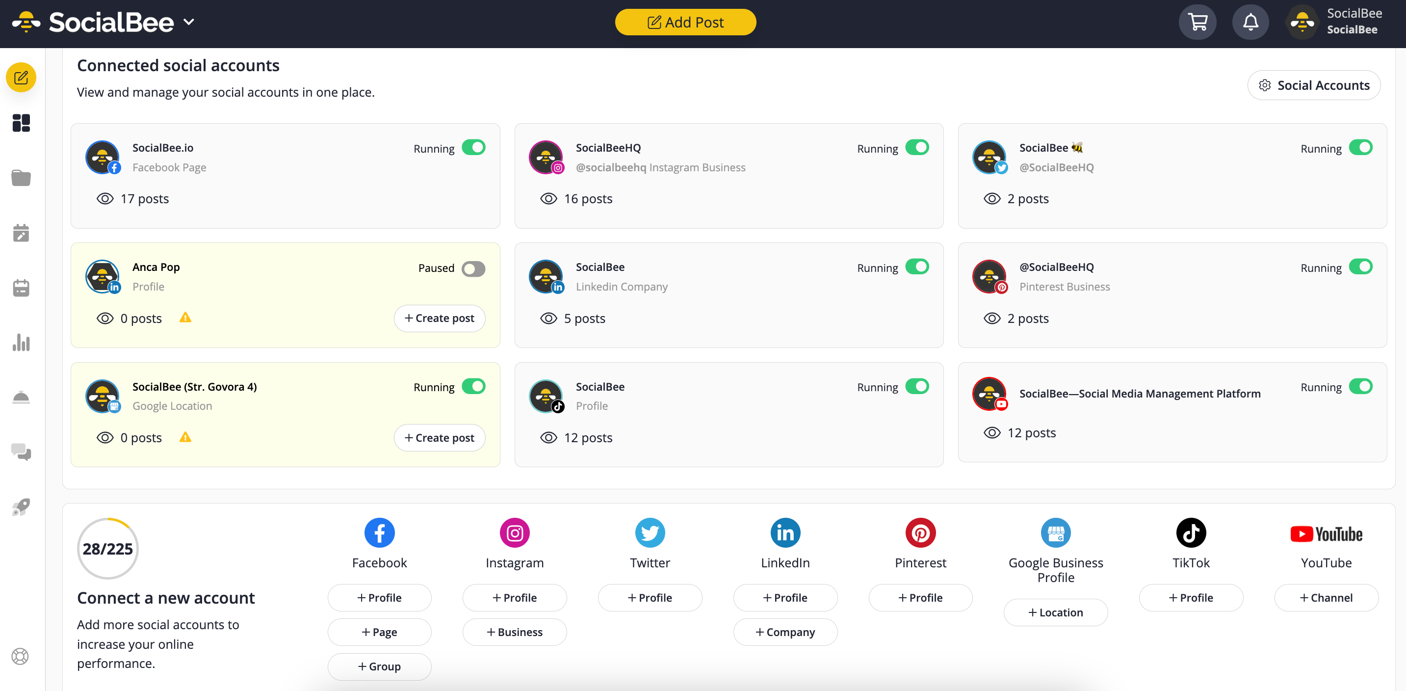 SocialBee Software - SocialBee Dashboard