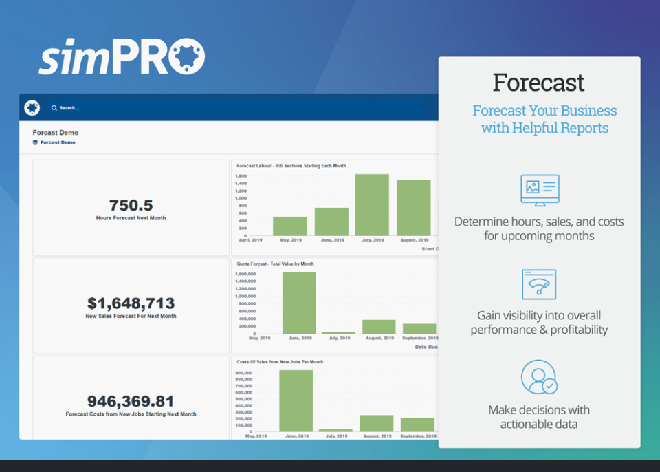 simPRO Software - Forecasting reports