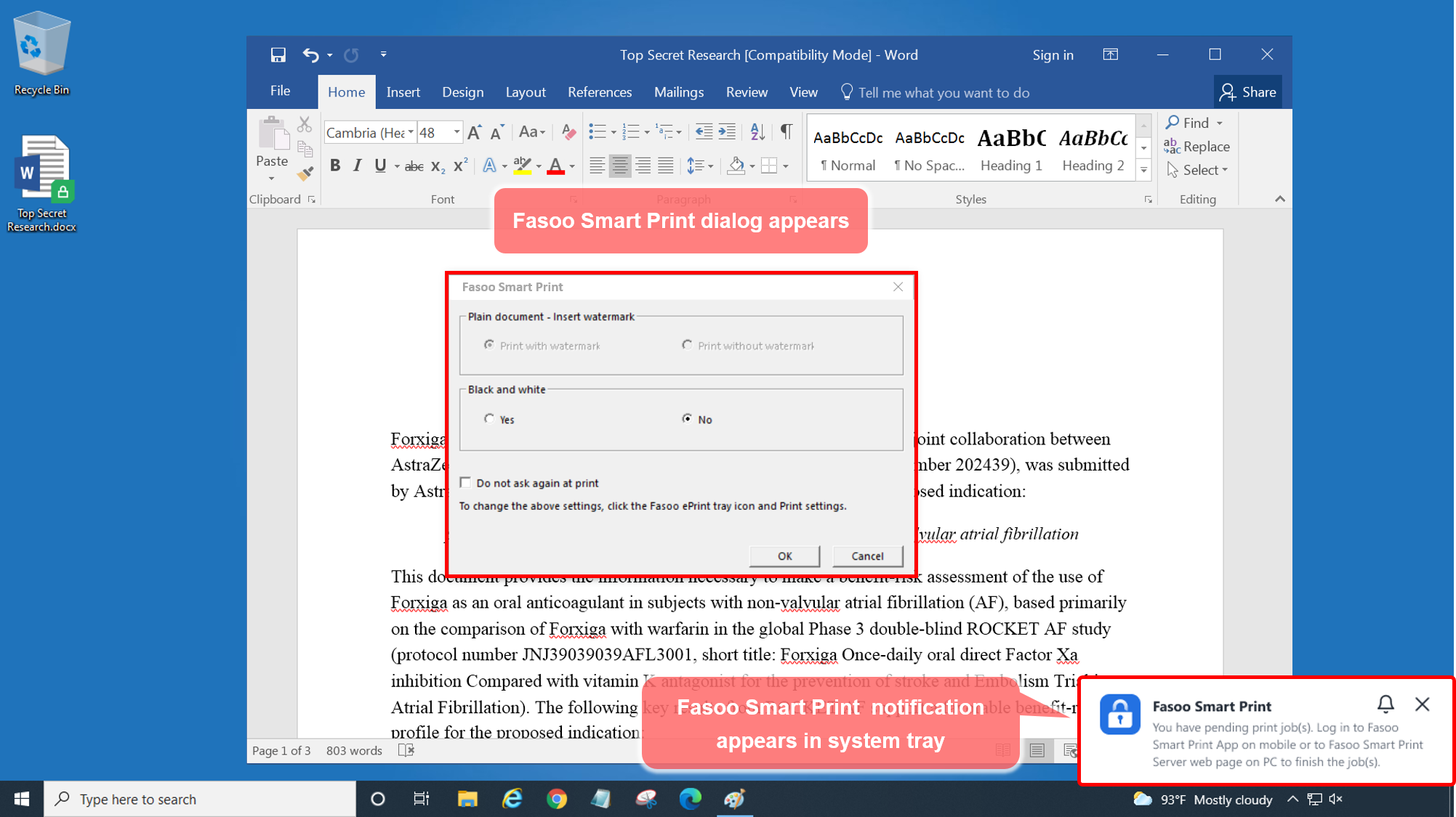 Fasoo Smart Print screenshot: Print Control