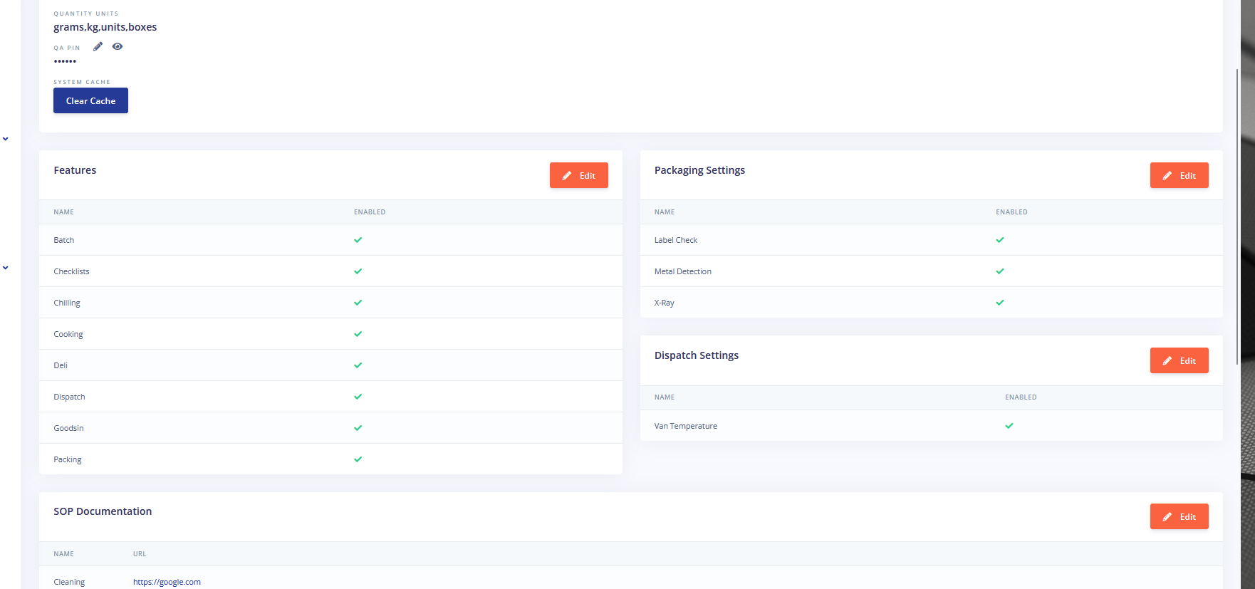 Food Guard Software - Configurable App Settings - Role and User based access. Only use the Functionality you need. Set or remove X-Ray checks, Temp checks, Van checks and much more. User, Manager and Operator levels with different Permissions