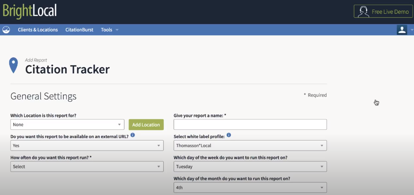 BrightLocal citation tracker