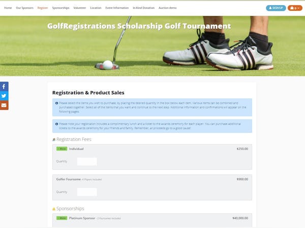 GolfRegistrations Software - 3