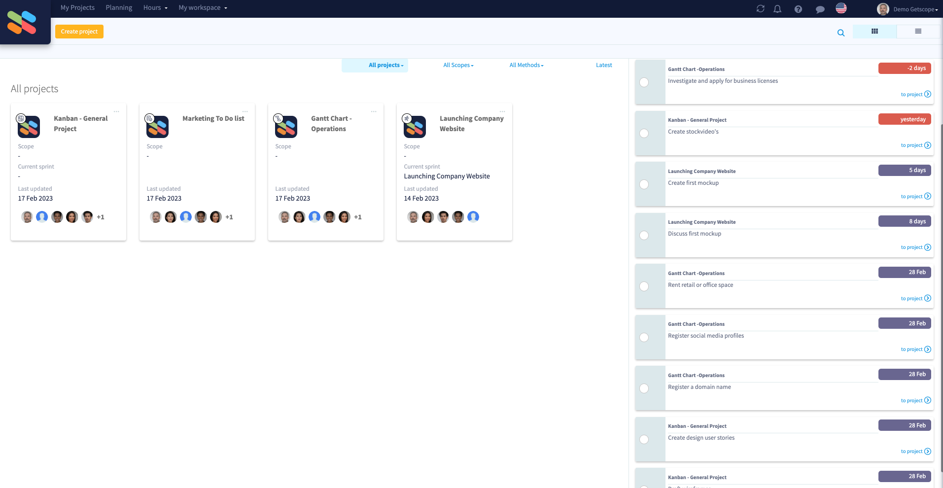GetScope's Workspaces feature enables you to efficiently manage multiple projects and teams. You can create an unlimited number of workspaces and assign team members to each workspace, simplifying your project collaboration process.