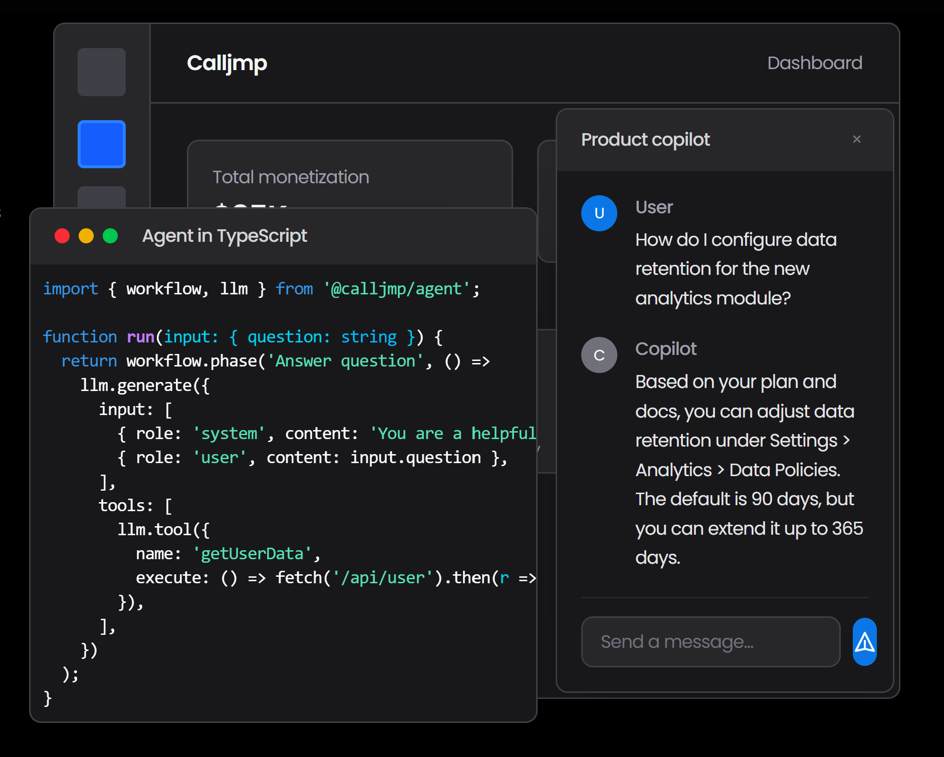Calljmp Software - The Copilot lives inside your app, uses your real data, and runs on a managed agentic backend.