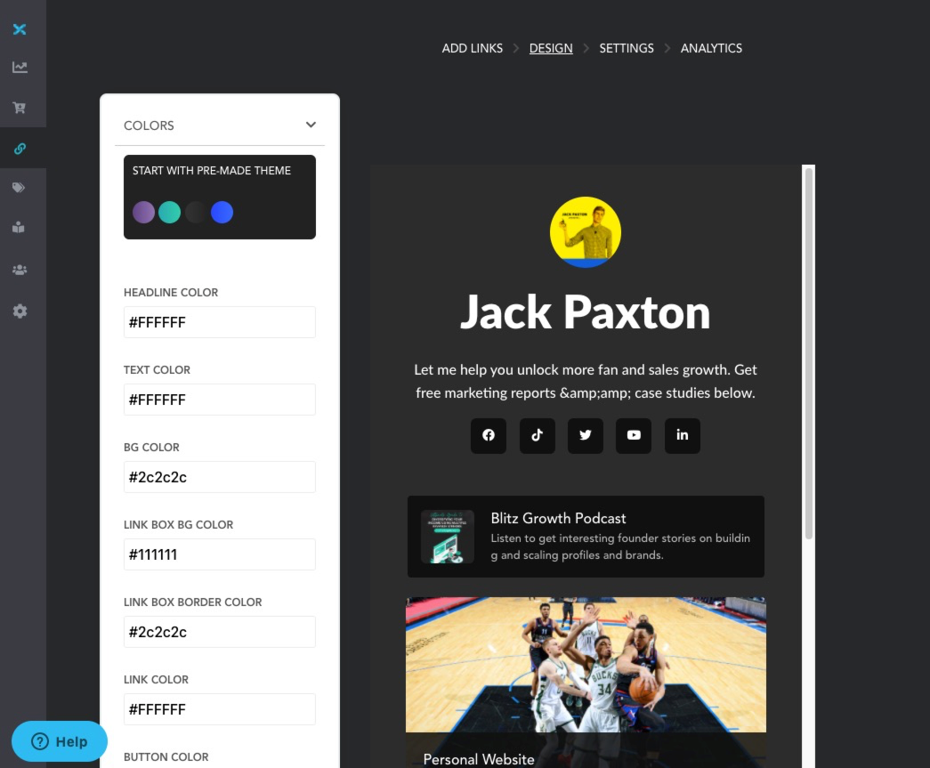Hy.page screenshot: Hy.page Design you bio link