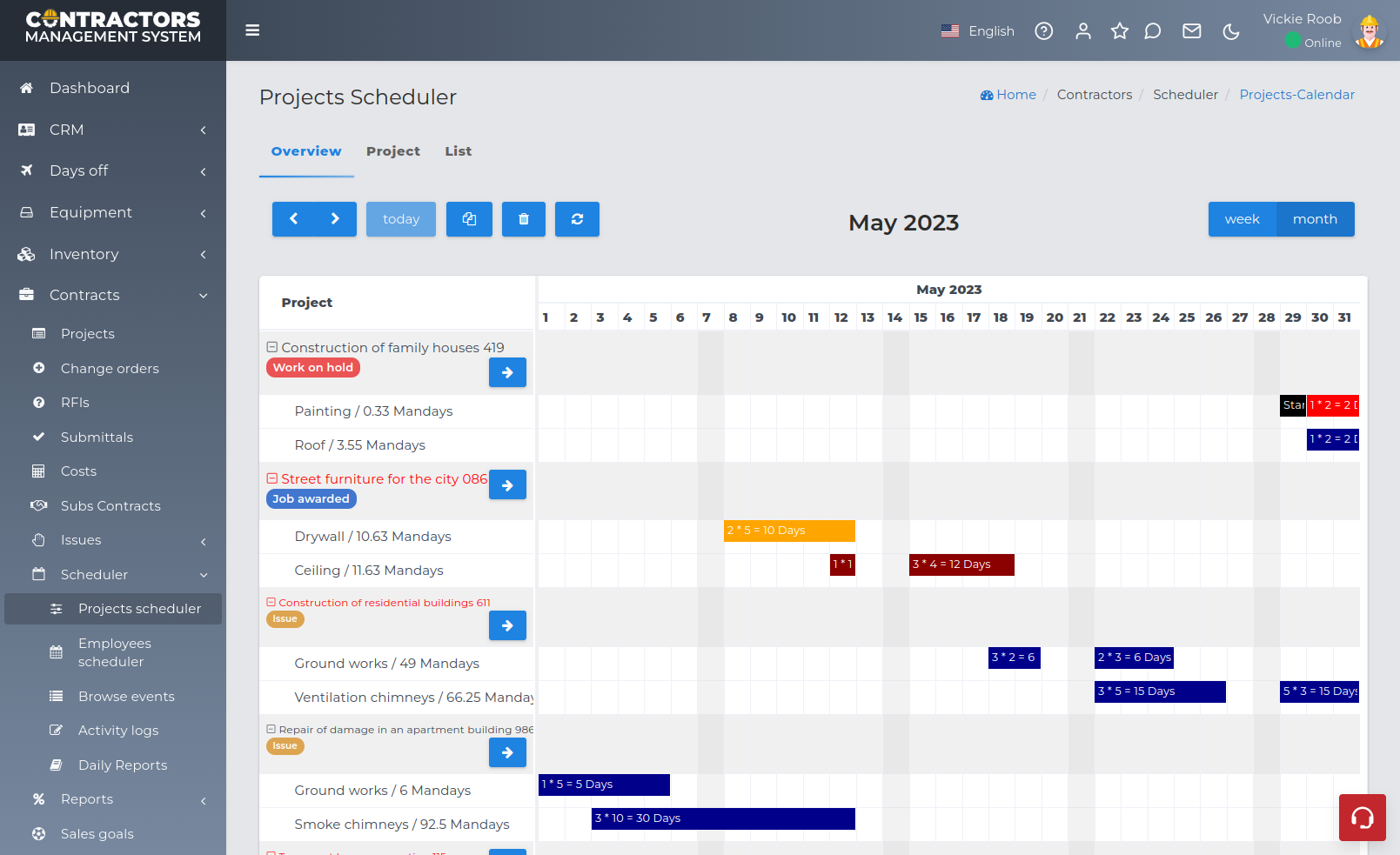 Contractors Management System Software - Projects Scheduler