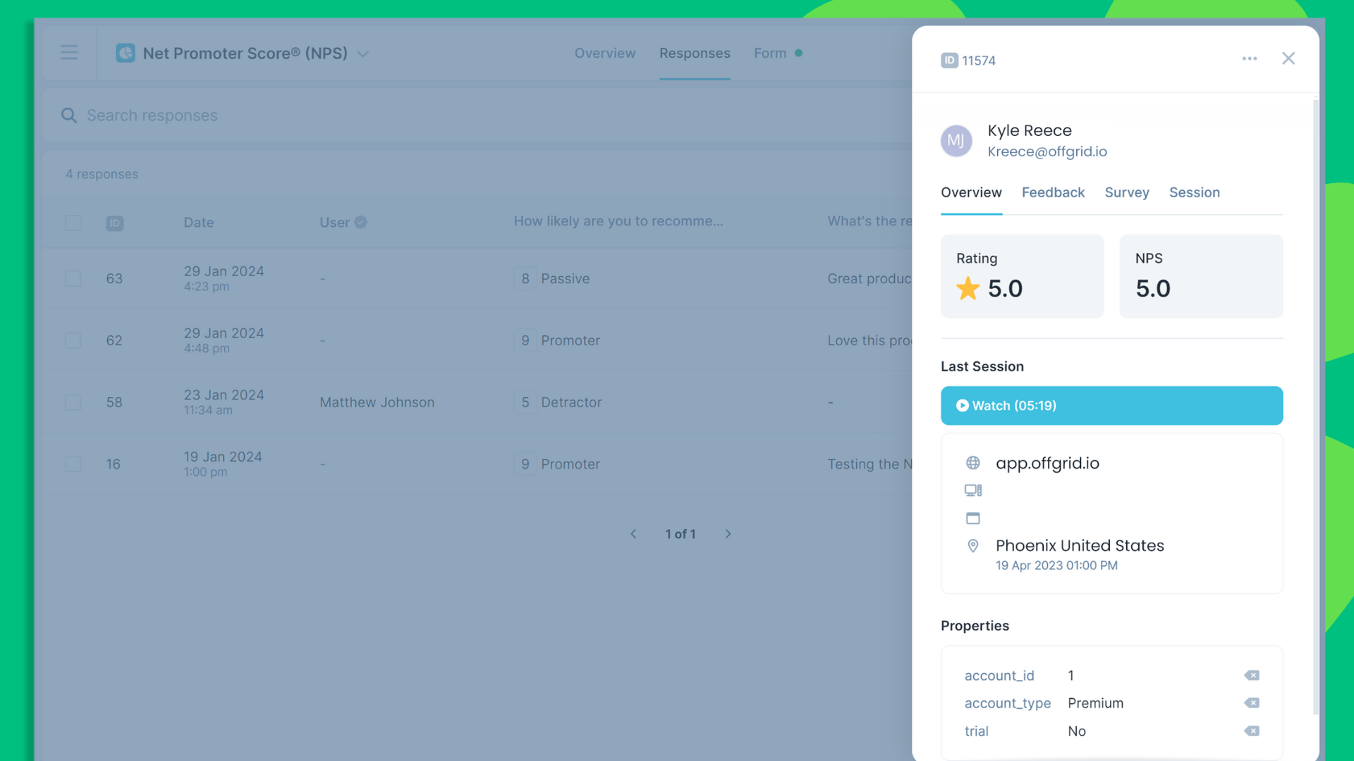 Create detailed profiles of high-value users. Track NPS scoring, feedback submissions, session replays, and more. All in one place, so you can spend less time researching, and more time actioning.