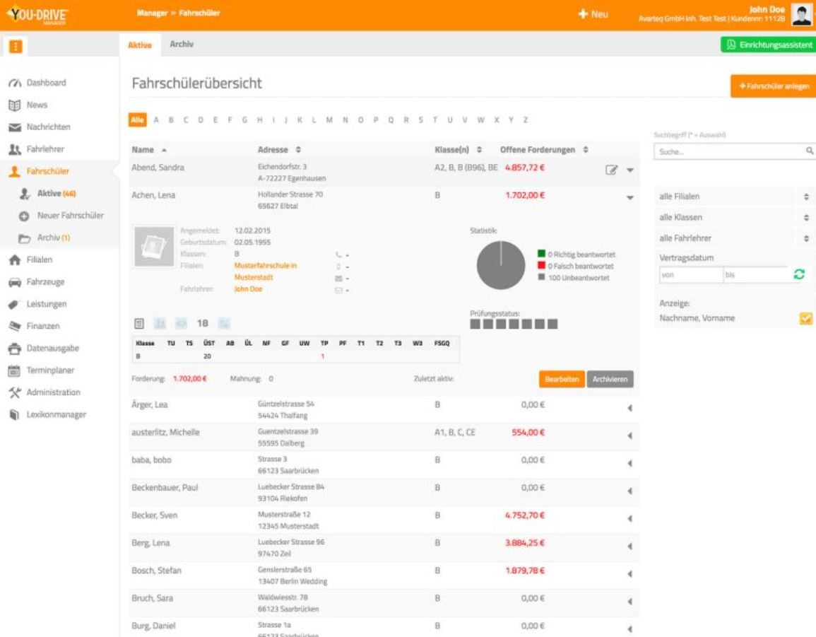 YOU-DRIVE screenshot: YOU-DRIVE driving school overview