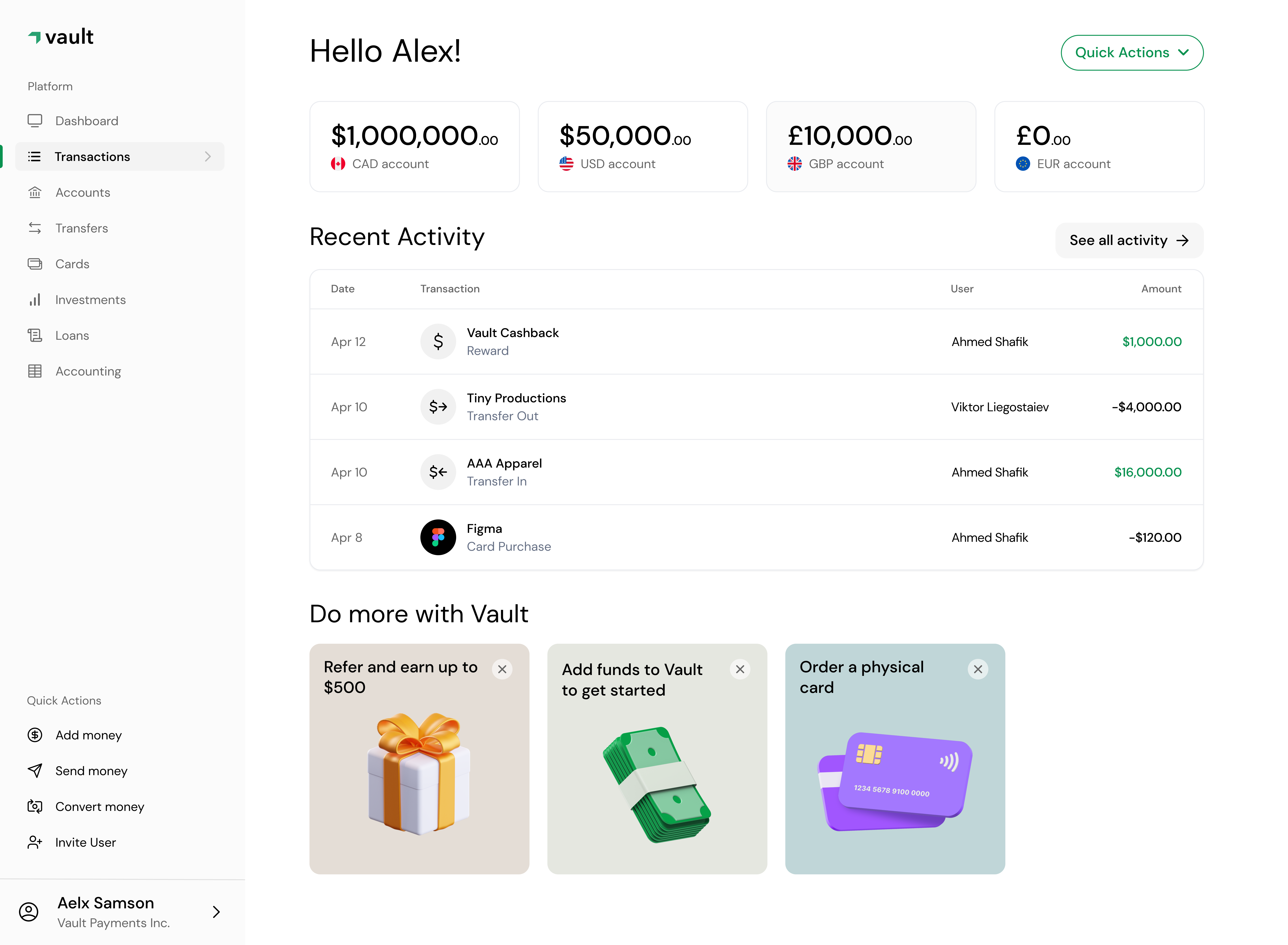 Venn screenshot: Dashboard