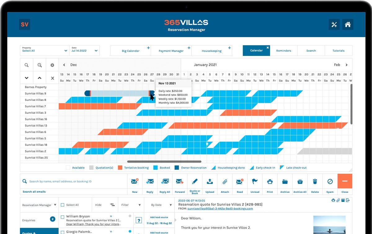 365villas Software - 365Villas Reservation Manager