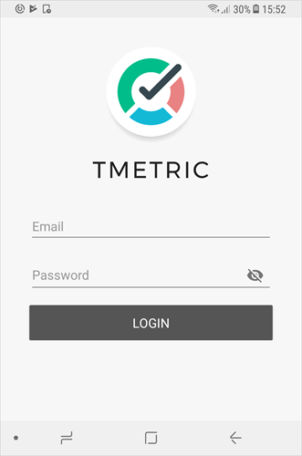 TMetric Software - Android mobile app interface