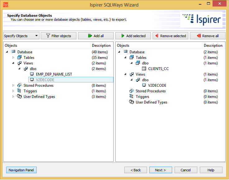 Ispirer Software - Ispirer MnMTK navigation panel