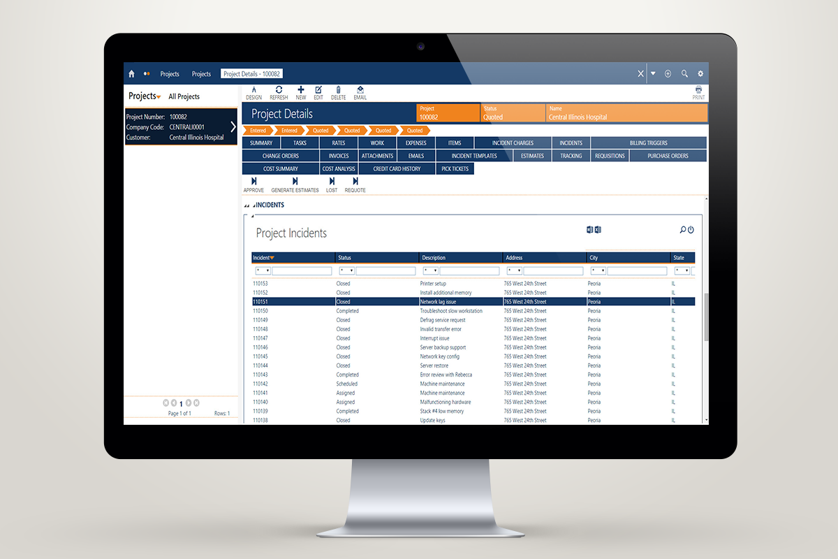Combine complex jobs and tasks within the service process by adding service project installation orders