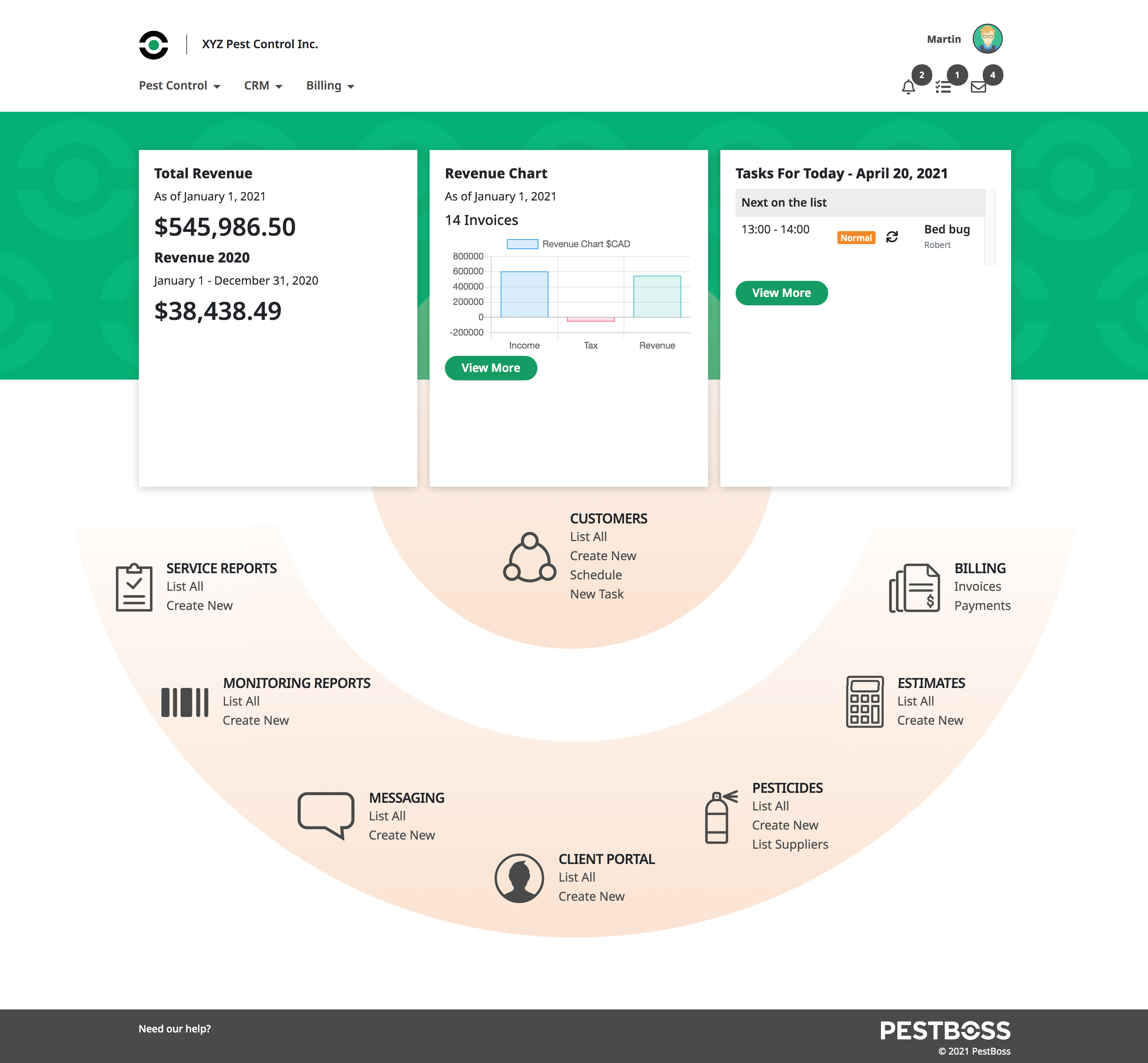 PestBoss screenshot: Homepage
