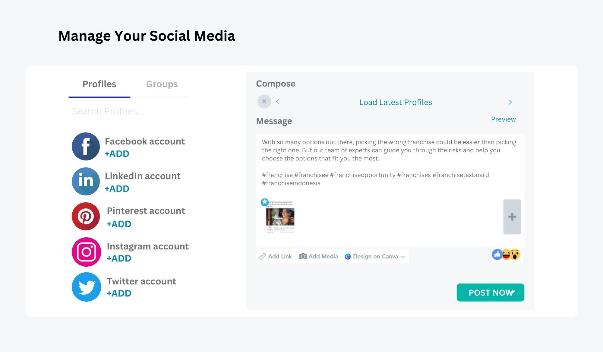 VBOUT Software - Control all your social media channels from one place without the need to manage them separately.