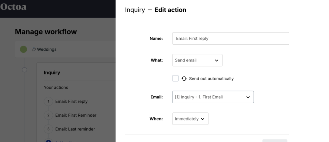 Octoa screenshot: Octoa edit inquiry