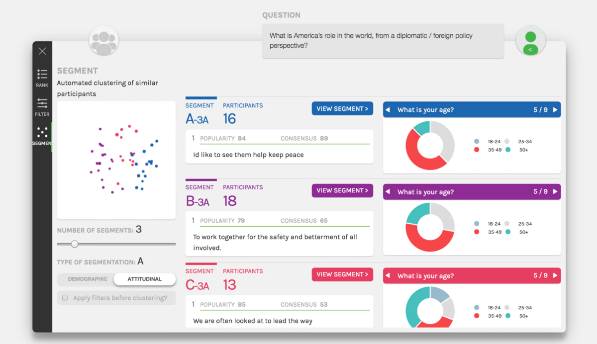 Participants can be grouped into custom or automatic segments