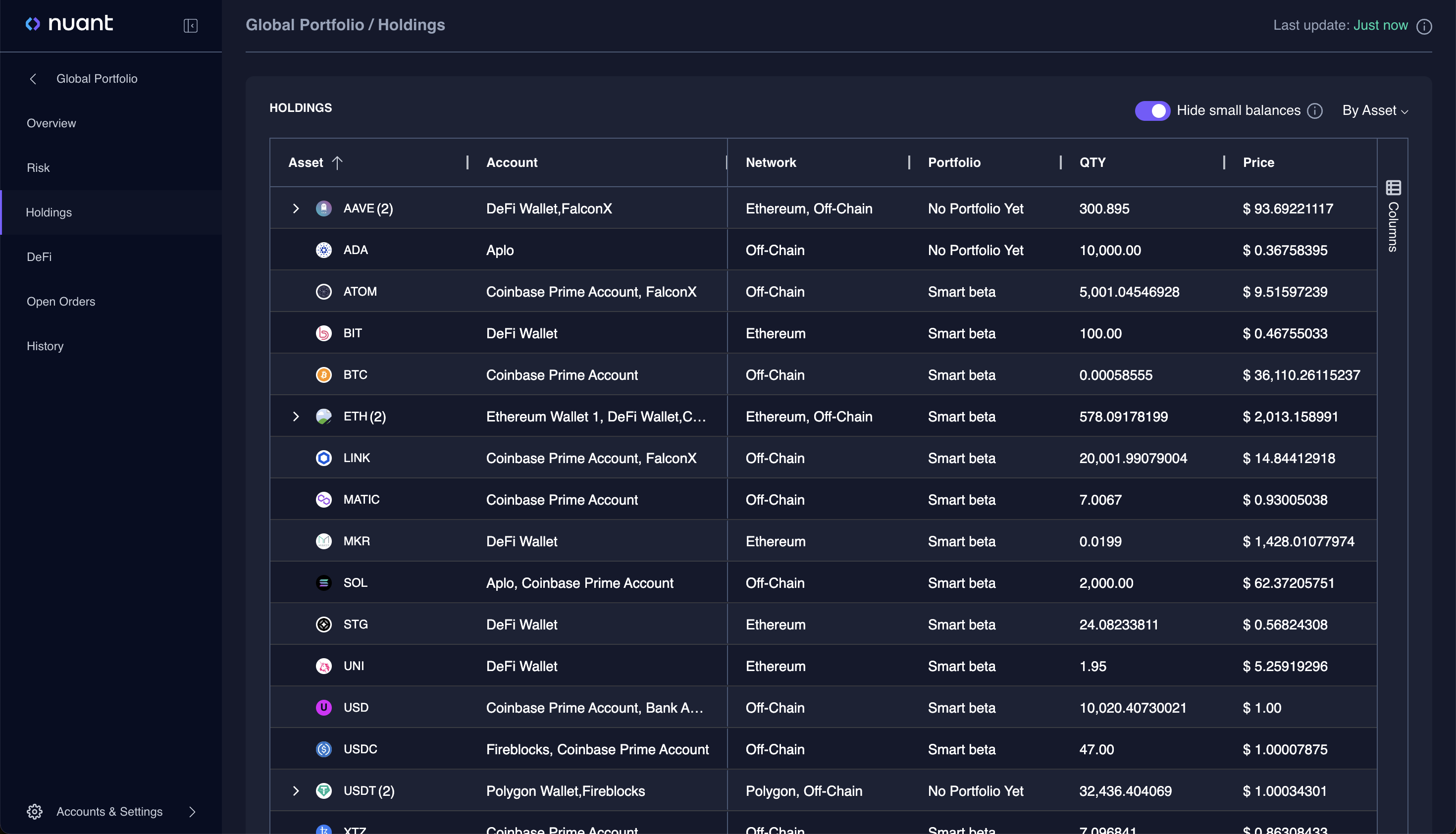 Nuant Portfolio Management System Software - Holdings