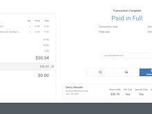 MicroBiz Cloud POS Software - The tender screen supports spit tender transactions and allows you to add custom tender types.  You can print or email receipts.