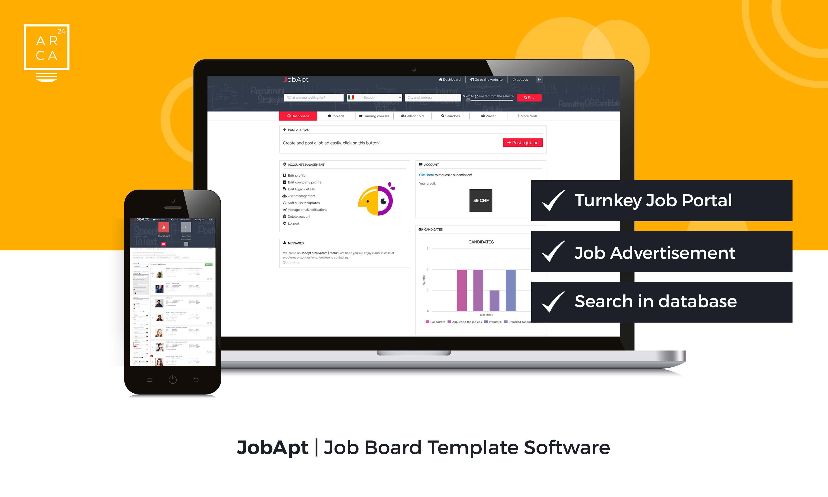JobApt screenshot: Job Board template Software
