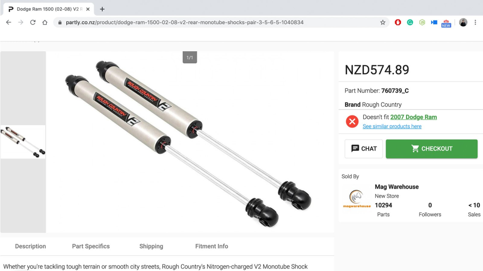 PartsPal product page