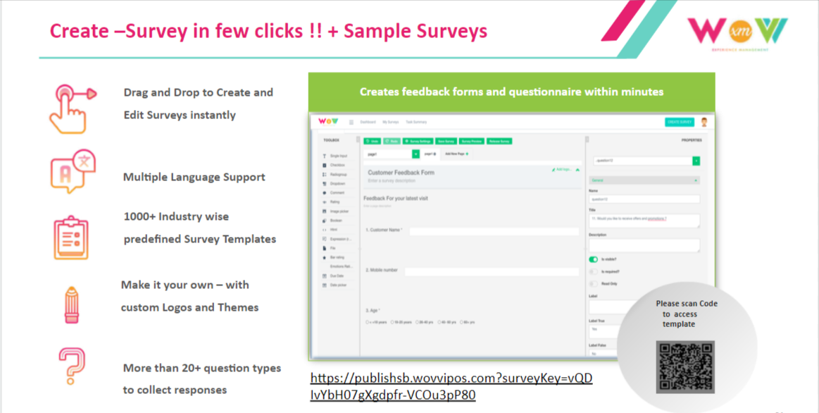 Create survey in few clicks + sample survey