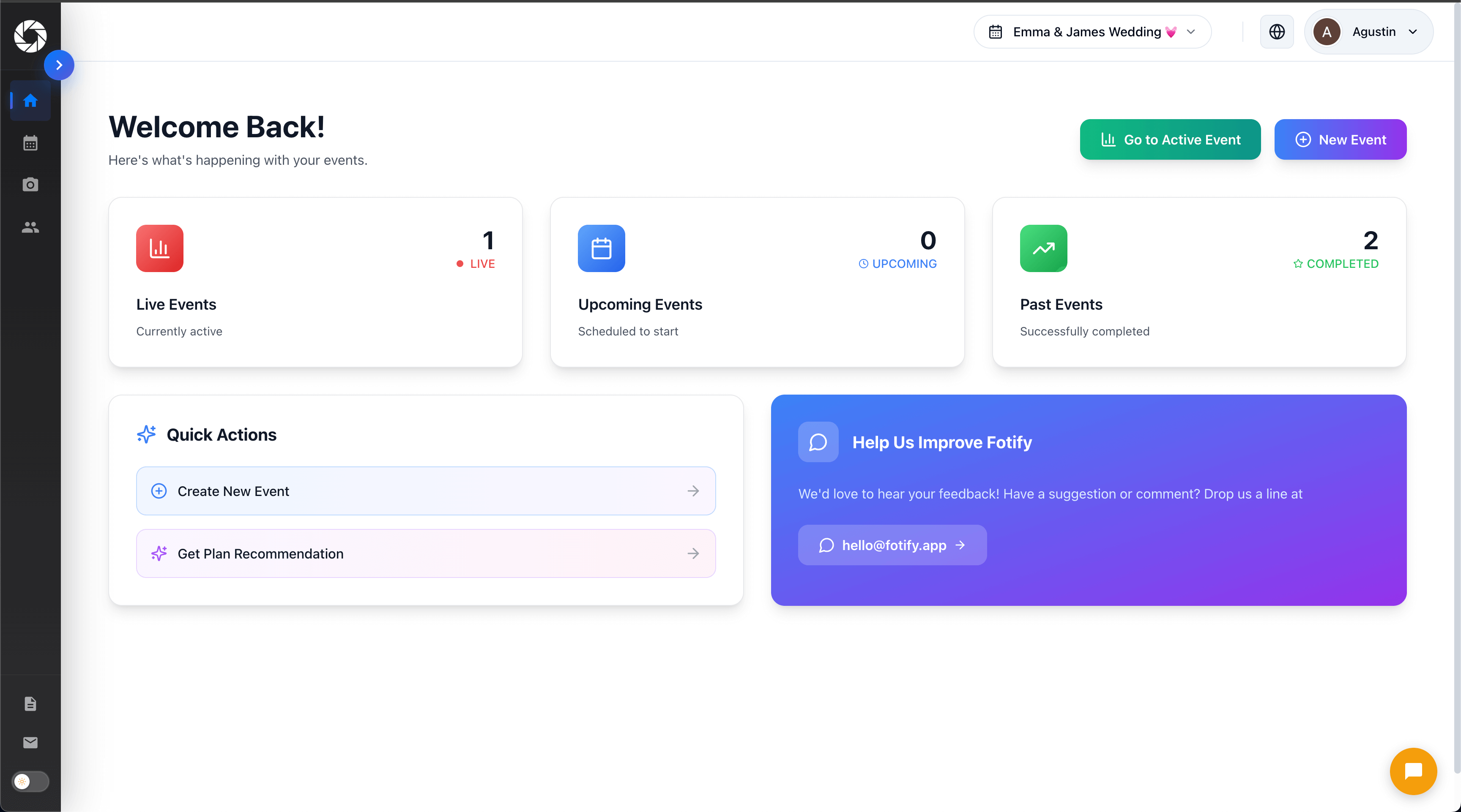 Fotify screenshot: Fotify dashboard 
