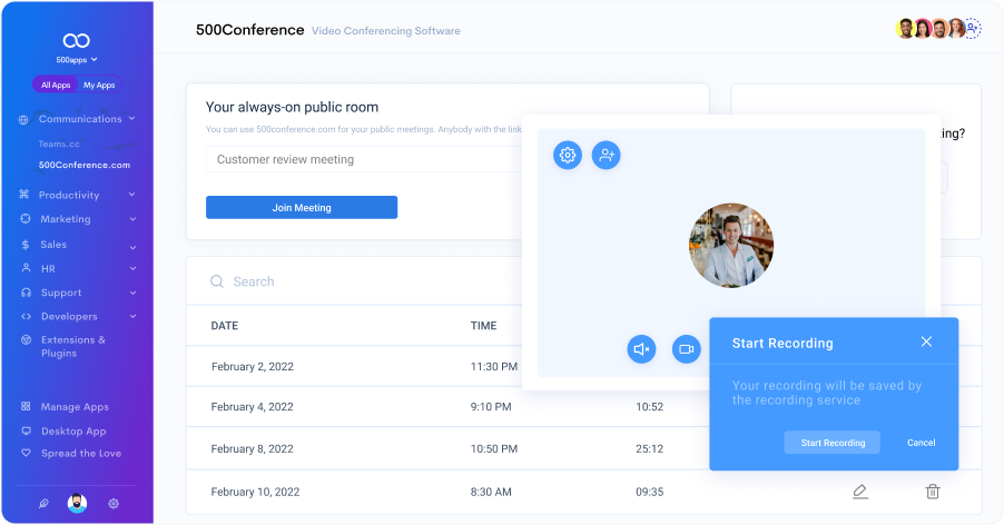 500Conference Software - Record Meetings