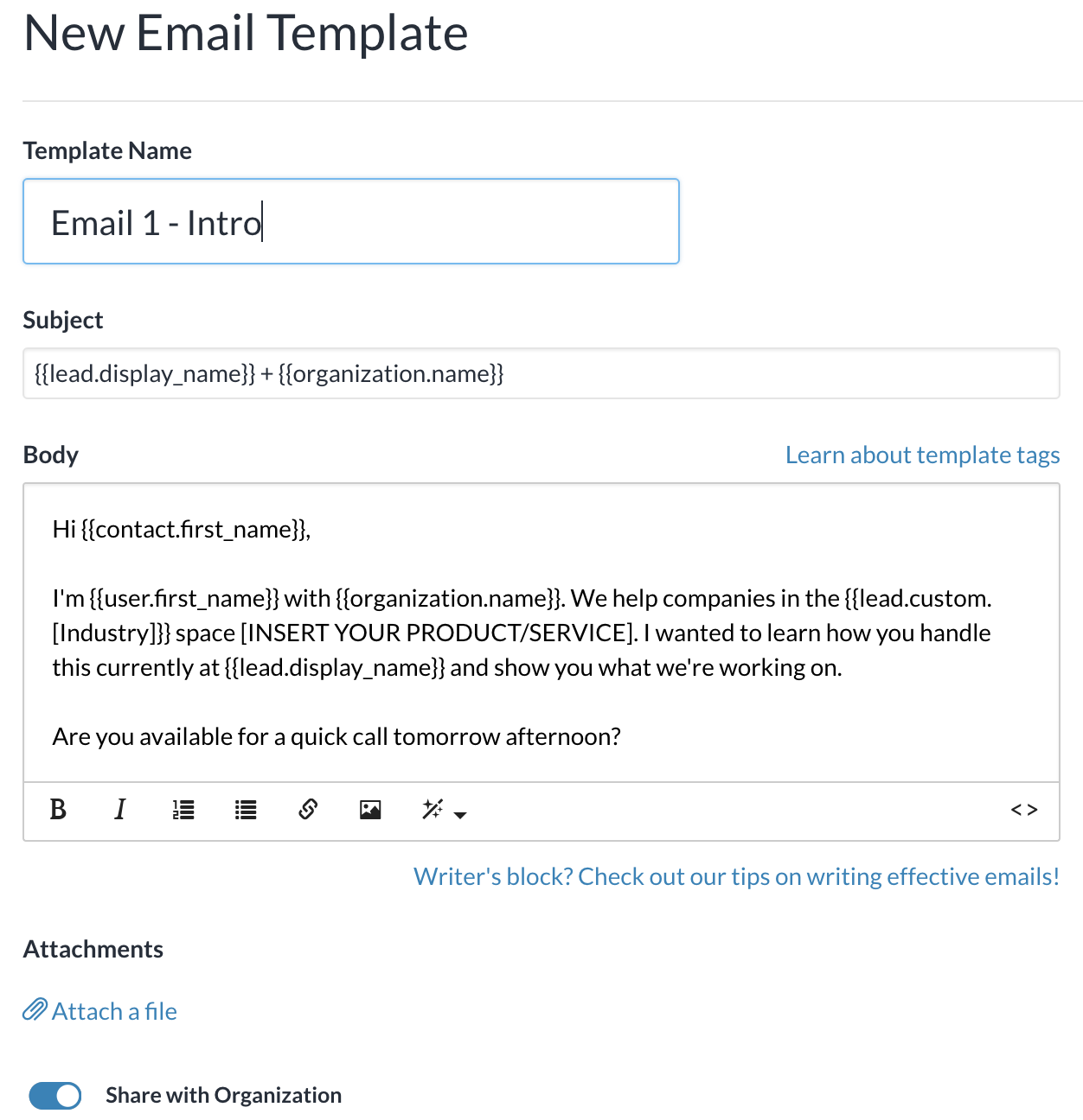 Close Software - New Email Template Creation in Close