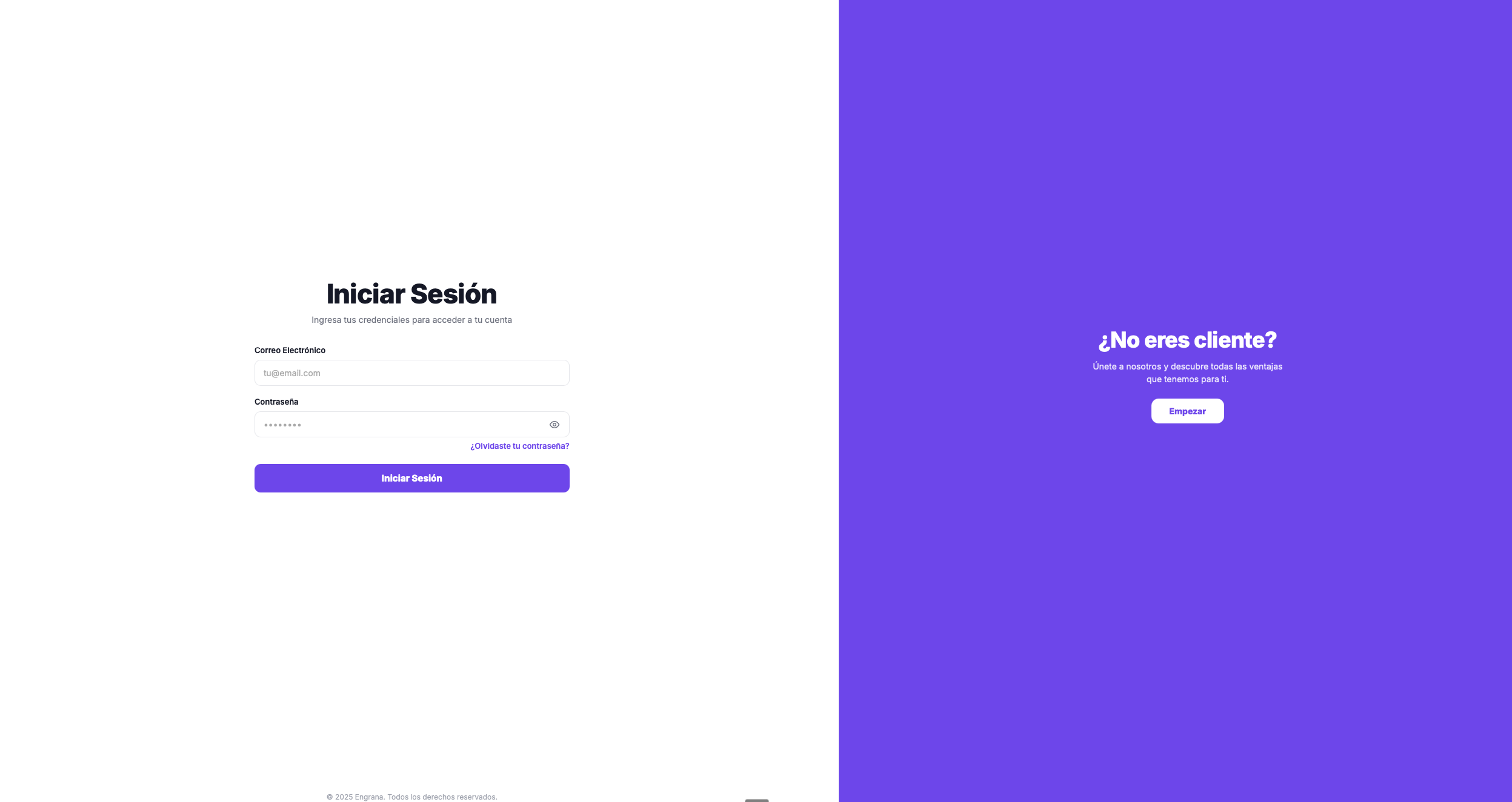 Engrana screenshot: Engrana login