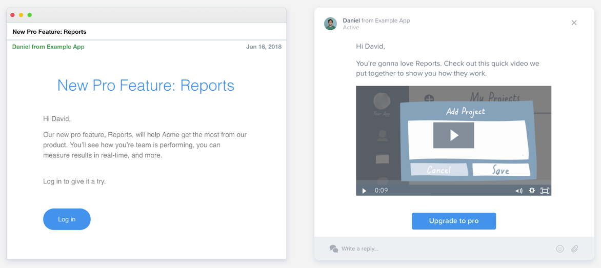 Intercom Software - Announce new features and products with targeted emails to users