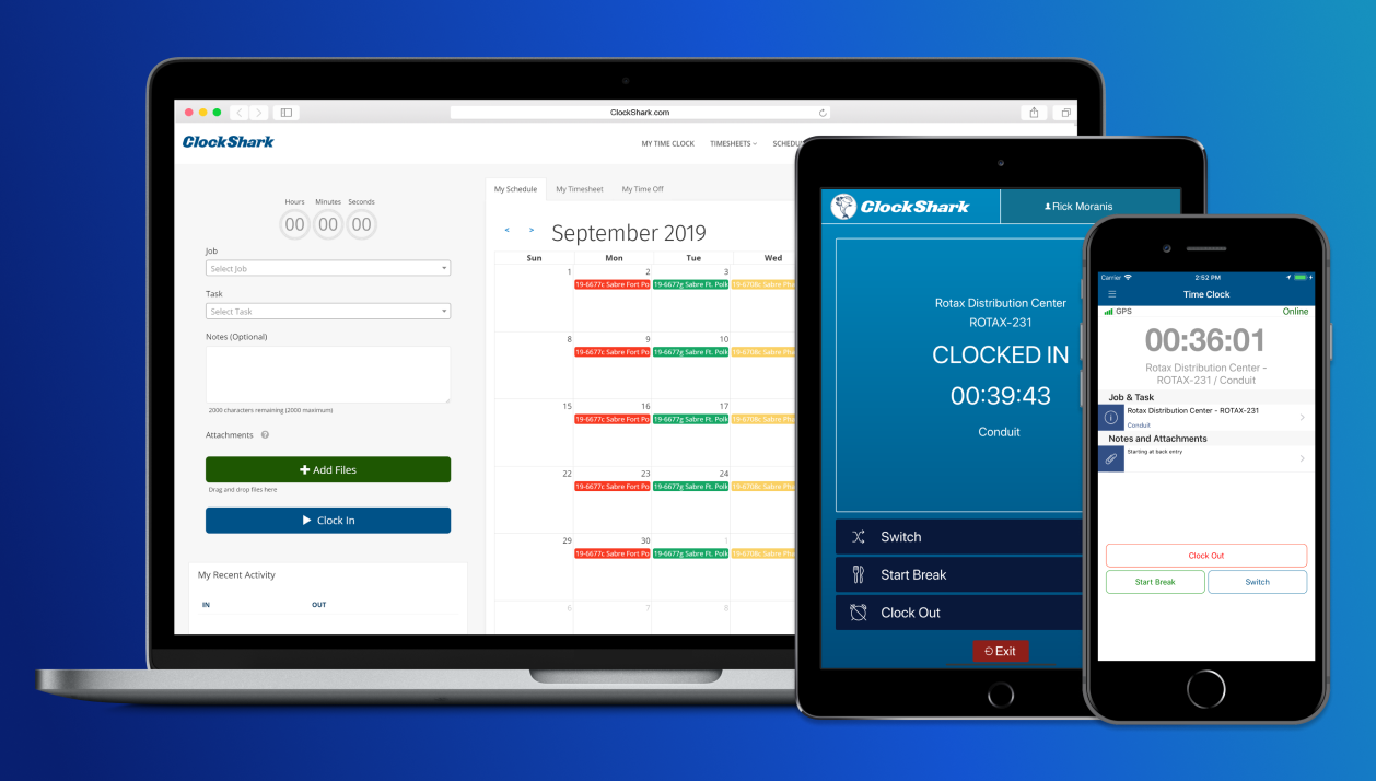 ClockShark Software - Clock in and out, pick jobs and tasks, and take breaks… all at your fingertips.