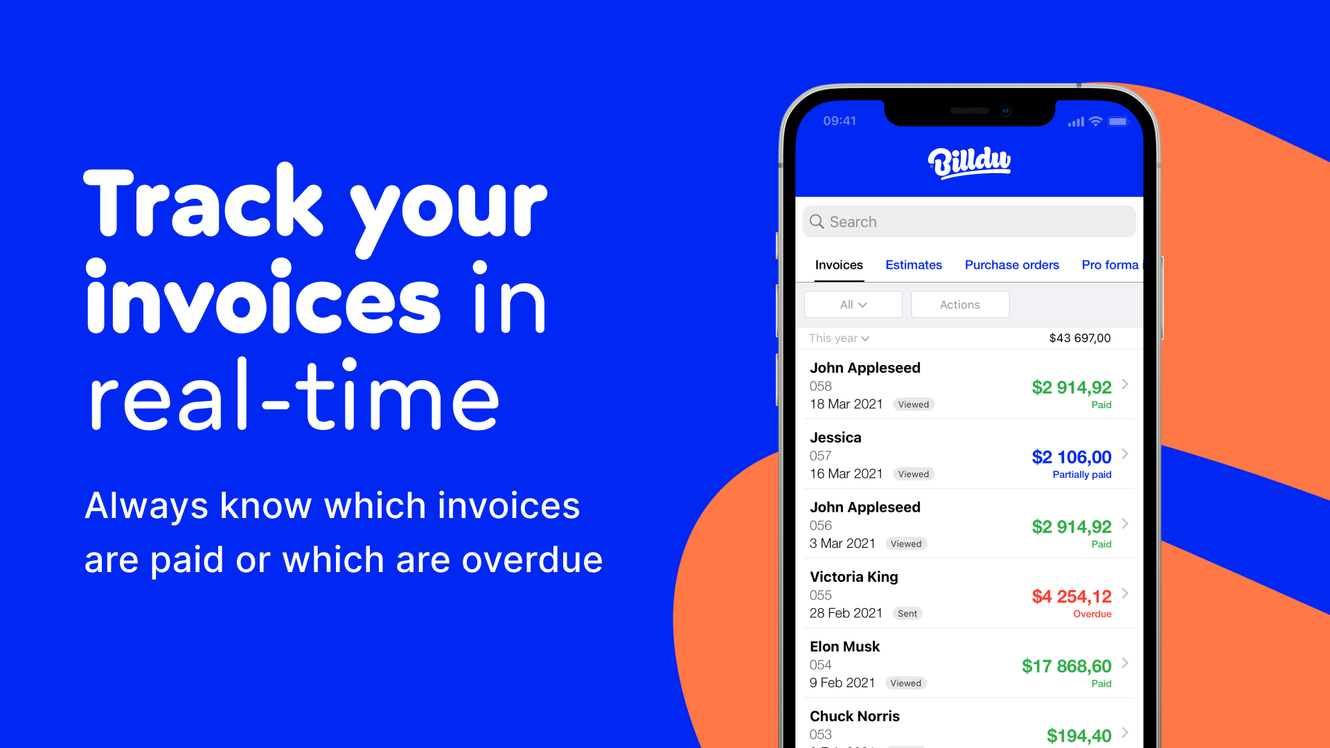 Track the status of your invoices in real-time.