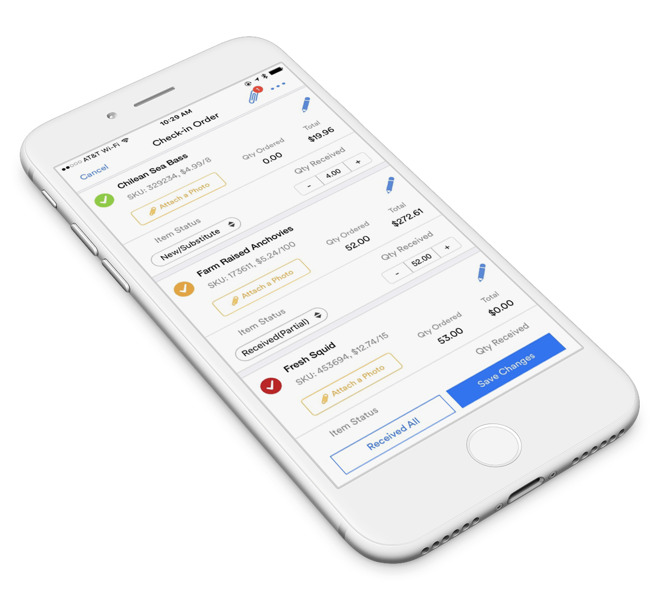 BlueCart Software - Buyers can check-in orders as they are delivered to confirm receipt and flag any issues