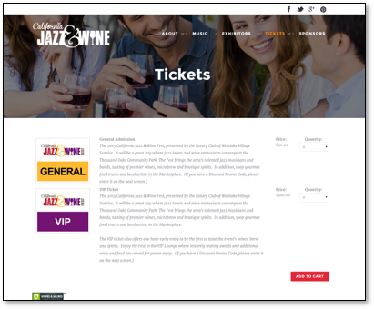 Ticket Sales pages that match your Website