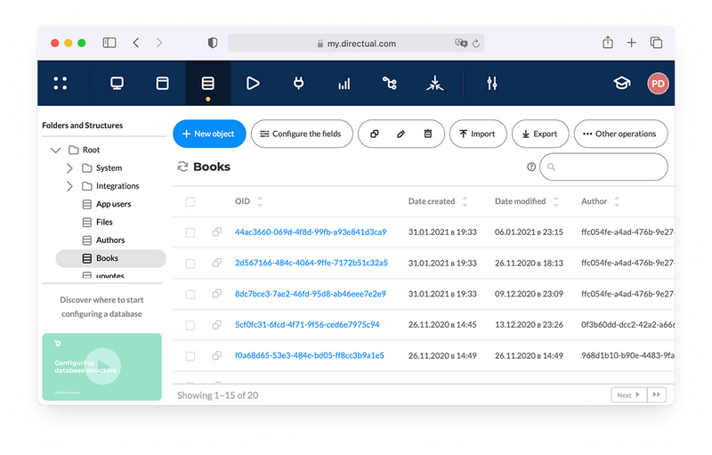 Directual screenshot