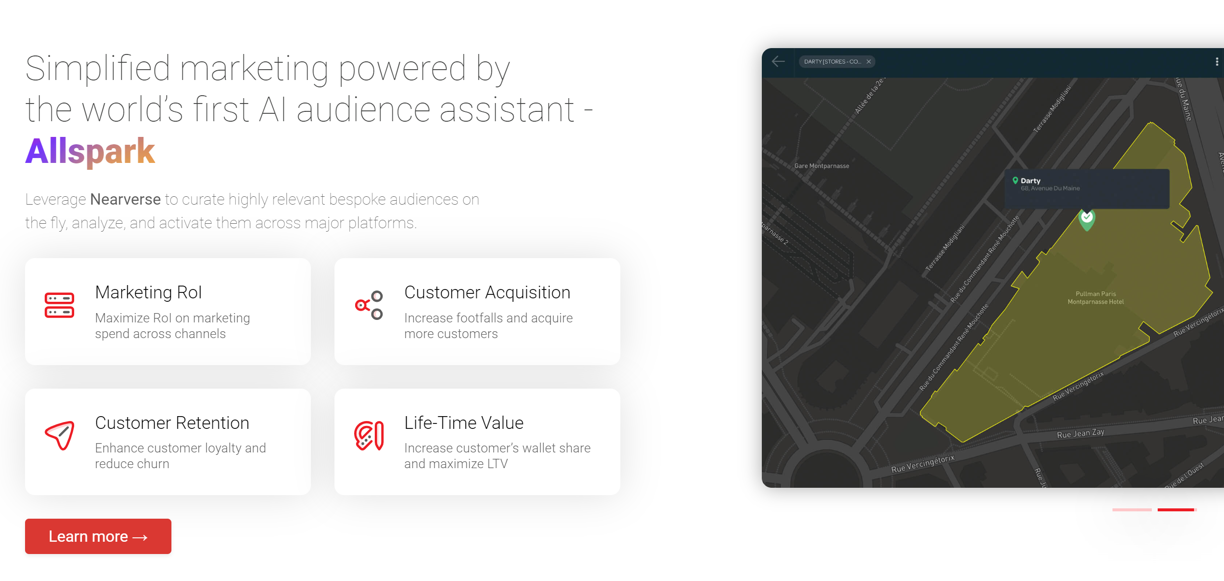 Near Software - Allspark : Allspark gives you instant access to advanced audience curation & marketing capabilities. Use Artificial Intelligence and data from 1.6 billion users to experience the simplicity of complexity.