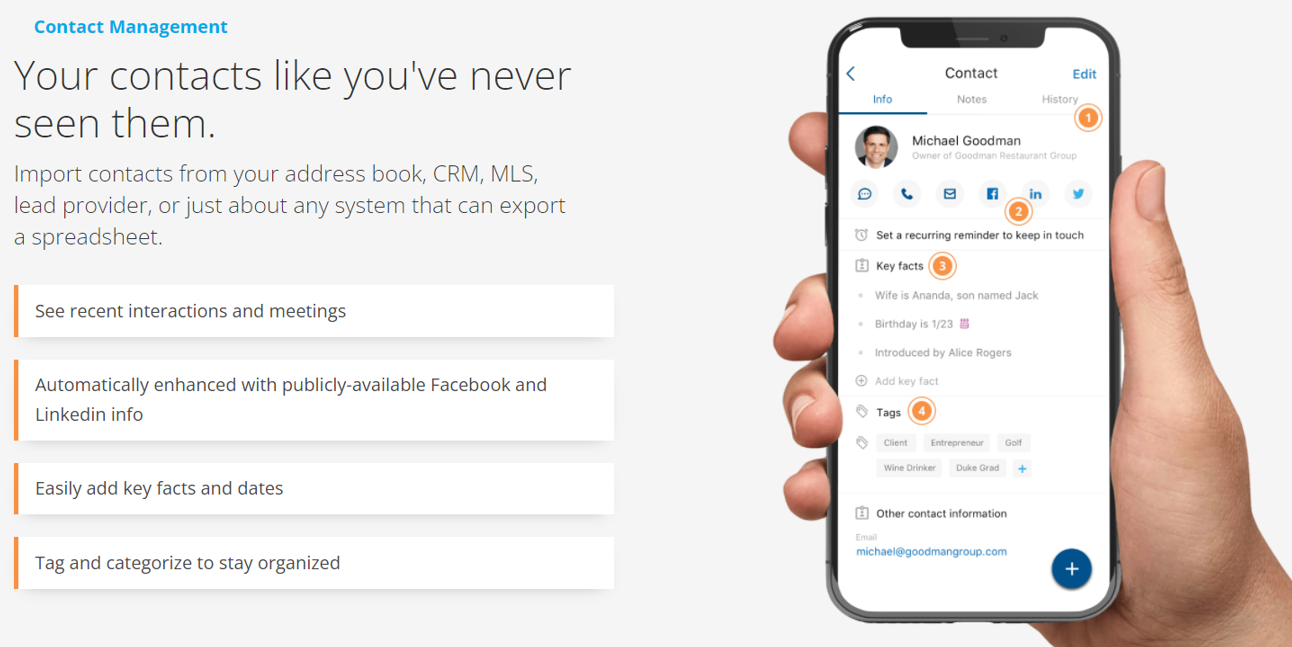 Easy contact management - on mobile or desktop.