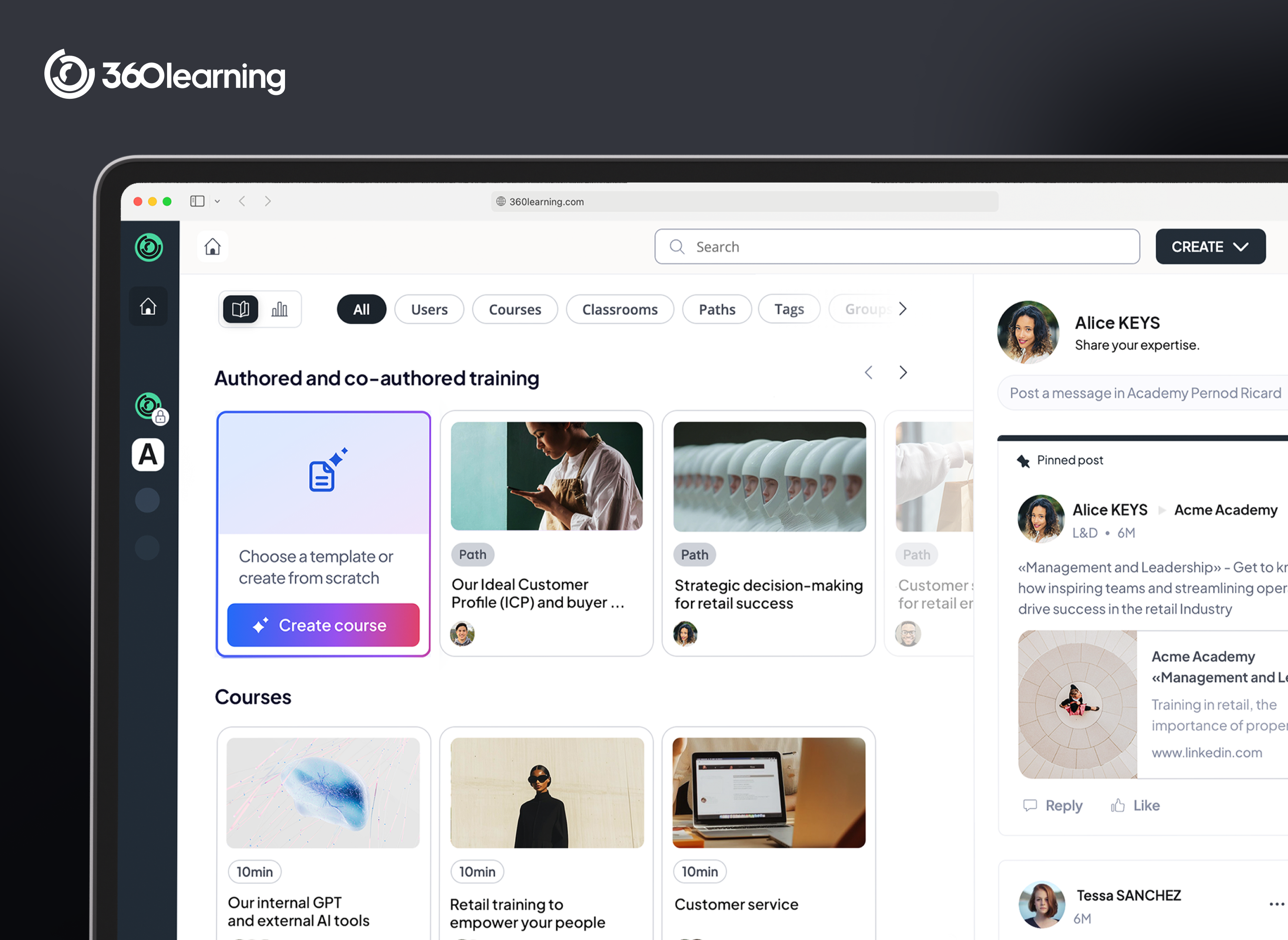 360Learning Software - One comprehensive platform designed to deliver L&D impact