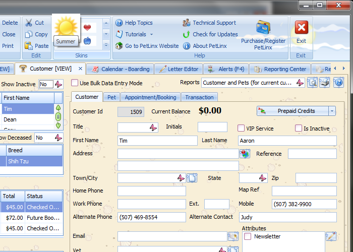 Users can customize the appearance of PetLinx with a range of built-in skins