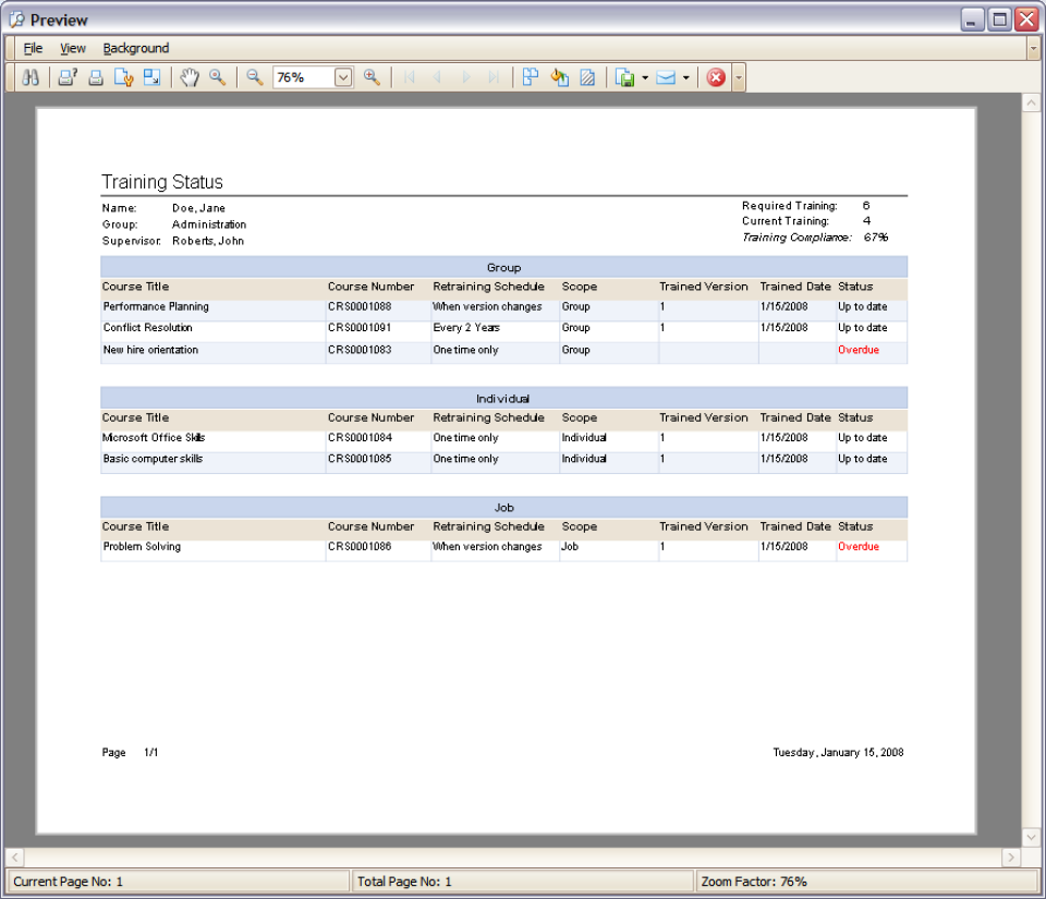 Training Status Report-thumb