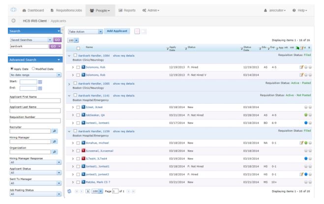 symplr Recruiting screenshot: symplr Recruiting applicants