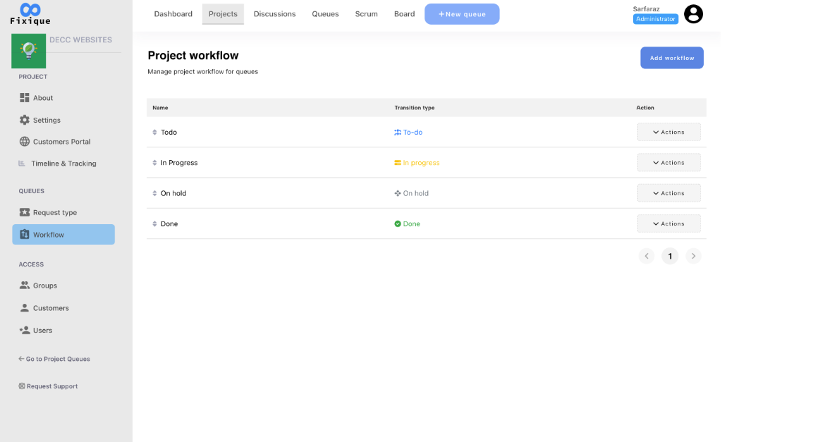 Fixique screenshot: Fixique workflow
