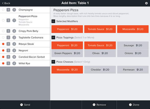 Brigade POS Software - Customize orders