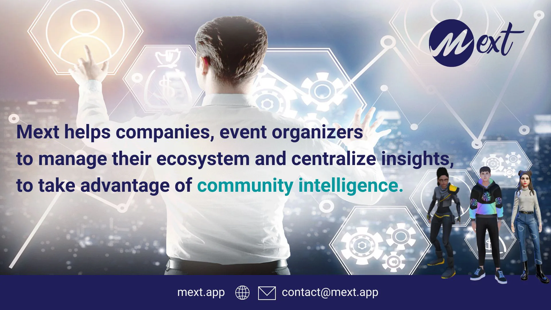 Mext Software - Mext helps companies, event organizers  to manage their ecosystem and centralize insights, to take advantage of community intelligence.