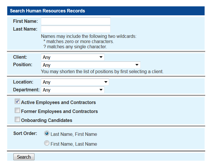 Search human resource records