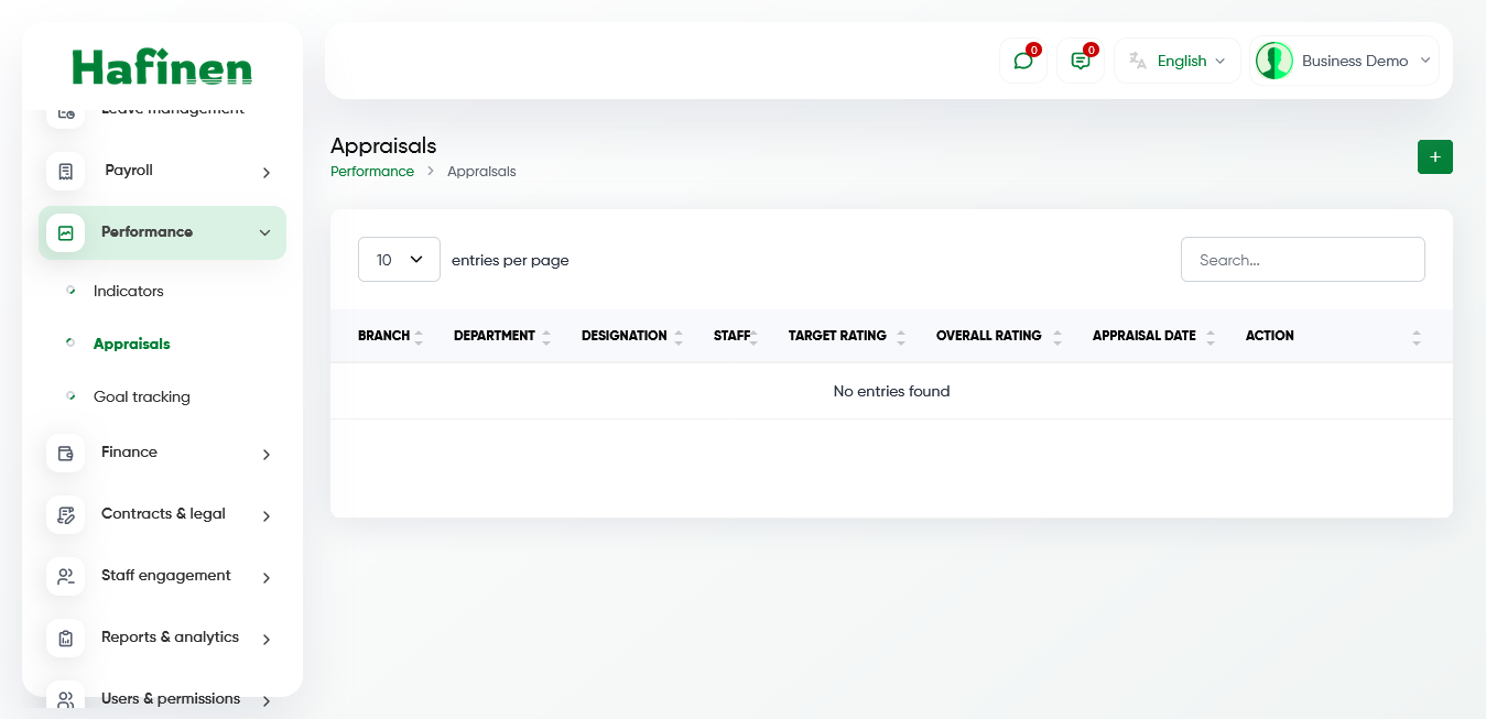 Hafinen Software - Use our performance tracking tools to set goals, manage appraisals, and encourage continuous improvement and accountability within your team